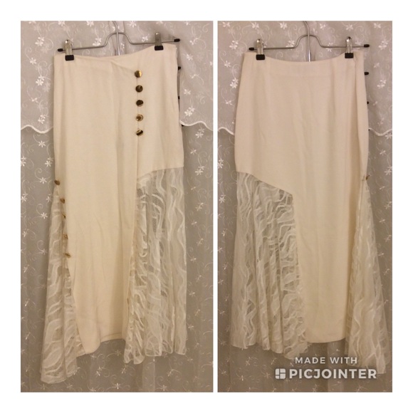 FLAWED [Prabal Gurung] Crossover Lace Insert Skirt - Picture 4 of 11